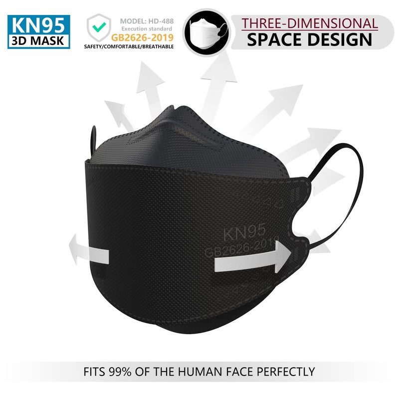 KIMARS KN95 Face Masks 100 Pack, Breathable Comfortable and Disposable KN95 Mask, Black - Image 3